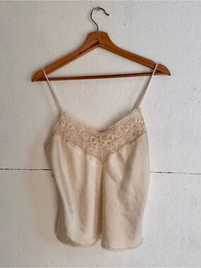 Lace-Trim Cream Slip Camisole